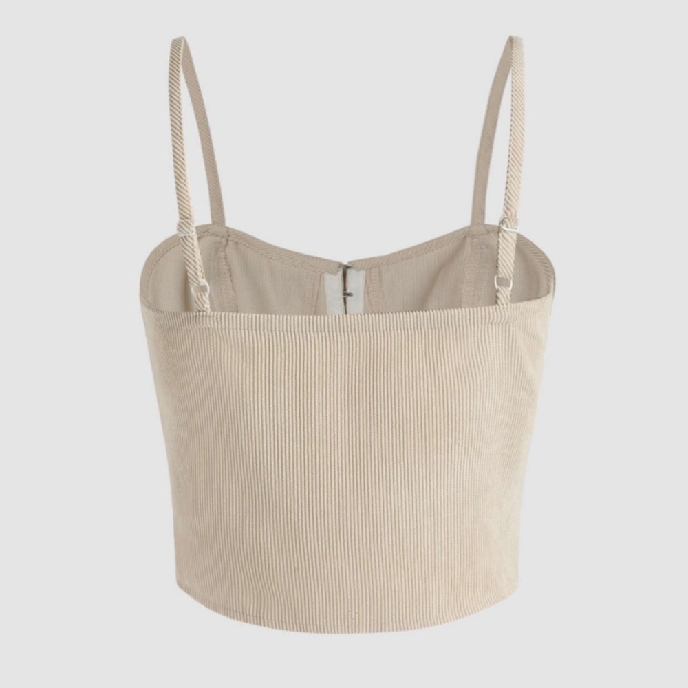 Cider Solid Corduroy Corset Top Tan Size Small *NWOT* - Picture 3 of 8